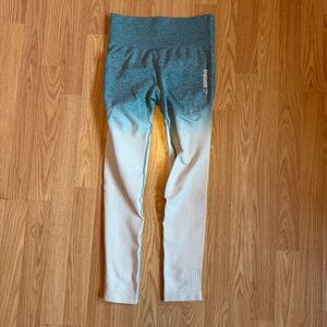 Gymshark Teal and Cream Gradient Leggings